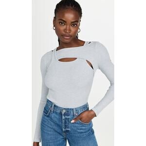 Citizens of Humanity Dasha Thong Bodysuit‎ Heather Gray Long Sleeve Medium